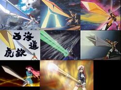  3girls anime_screenshot byakko_no_kogenta collage comparison cosplay fire_dagwon gear_senshi_dendou great_exkaiser great_fighbird gundam gundam_seed gundam_seed_destiny hayate_no_gotoku! impulse_gundam kannagi_ayano katsura_hinagiku kaze_no_stigma mecha multiple_girls onmyou_taisenki pose robot school_uniform seiryou_academy_school_uniform shoujo_kakumei_utena sunrise_stance sword sword_impulse_gundam taiyou_no_yuusha_fighbird tenjou_utena tenjou_utena_(cosplay) weapon yuusha_exkaiser yuusha_series yuusha_shirei_dagwon 