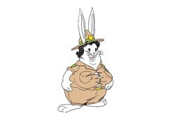  anthro big_breasts big_chungus big_chungus_(character) breasts clothed clothing digital_media_(artwork) elinor_wonders_why female general_proton hat headgear headwear lagomorph leporid mammal meme obese overweight pbs pbs_kids_(copyright) rabbit ranger ranger_rabbit simple_background solo whiskers 