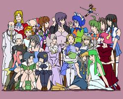  2003_server 3.1-tan 3boys 6+girls 95-tan 98-tan 98se-tan ahoge aramaki_daisuke bald bare_shoulders beret blue_hair breasts ce-tan cleavage commentary crossover digital_media_player dos dr_norton dress elbow_gloves everyone flat_chest ghost_in_the_shell gloves green_hair group_picture harem hat horns ipod ipod_nano jacket kusanagi_motoko large_breasts lindows linux linux-tan long_hair longhorn lowres maid_headdress mcafee me-tan monocle multiple_boys multiple_girls norton nt-tan number_hair_ornament oekaki one_eye_closed open_clothes open_jacket operator_(gits) os-tan os9 osx pantyhose pen personification pimp pink_hair rakugaki_(artist) school_uniform sitting stethoscope sweater thighhighs xp-tan yuri 