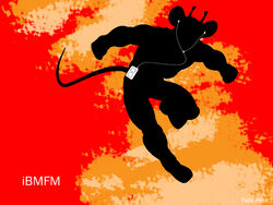  4:3 abstract_background alien antennae_(anatomy) anthro apple_inc. big_muscles biker_mice_from_mars earbuds electronics fabfelipe front_view headphones ipod male mammal mouse murid murine muscular muscular_anthro muscular_male portable_music_player rodent silhouette solo throttle_(bmfm) 