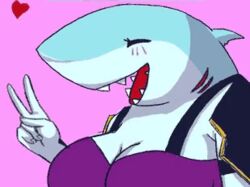  andrea_dailey animated anthro armor better_version_at_source big_breasts blush breast_jiggle breasts closed_eyes clothed clothing drawn_to_death duo female fish gills huge_breasts jiggling low_res mammal marine ninja ninjaw open_mouth shark sharp_teeth smile teeth warrior white_eyes 