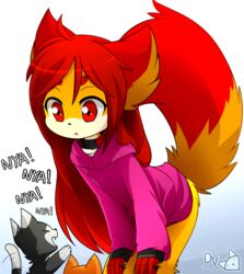  2015 animal_noises anthro bent_over black_body black_fur blue_background bottomless canid canine closed_eyes clothed clothing collar daww devil-vox diana_(devil-vox) digital_media_(artwork) domestic_cat exclamation_point extended_arms felid feline felis female fennekin feral fur generation_6_pokemon gradient_background group hair hands_on_legs hands_on_own_legs hands_on_own_thighs hands_on_thighs holding_both_legs holding_both_thighs kemono leaning_on_self long_hair mammal multicolored_body multicolored_fur nintendo nya open_mouth orange_body orange_fur pokemon pokemon_(species) red_body red_eyes red_fur red_hair simple_background solo_focus sound_effects surprise tail tail_motion tailwag teeth two_tone_body two_tone_fur white_background white_body white_fur yelling young 