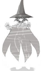  female greyscale hat houshin_engi invisible kinkouseiba monochrome photoshop_(medium) solo tokyo_(great_akuta) witch_hat 