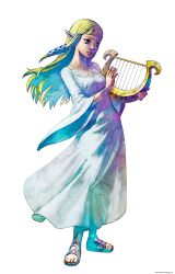  blonde_hair blue_eyes bracelet dress highres jewelry long_hair nintendo official_art pointy_ears princess_zelda skyward_sword the_legend_of_zelda the_legend_of_zelda:_skyward_sword white_dress zelda 