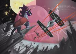  crossover crystal crystal_empire equid equine feral friendship_is_magic hasbro horse kaji_uma king_sombra_(mlp) laser male mammal my_little_pony outside pony shield space star_wars sun tie_fighter x-wing 