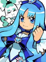  &gt;_&lt; :t blue_choker blue_eyes blue_hair blue_theme brooch choker closed_eyes coffret_(heartcatch_precure!) commentary_request cure_marine female heart heart_brooch heartcatch_precure! jewelry kurumi_erika long_hair pout precure shatou_(c-com) 