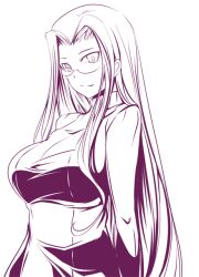  bad_id bad_pixiv_id breasts cleavage fate/stay_night fate_(series) female glasses kichihachi large_breasts long_hair medusa_(fate) medusa_(rider)_(fate) monochrome photoshop_(medium) solo turtleneck very_long_hair 