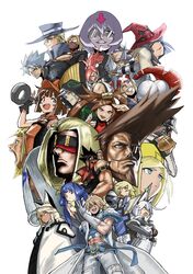  6+boys 6+girls animal_ears answer_(guilty_gear) armband arrow_(symbol) axl_low bag bag_over_head baiken bandana bedman belt belt_buckle black_headwear blindfold blonde_hair blue_belt blue_eyes blue_hair blush_stickers bodysuit bow bracelet brown_eyes brown_hair buckle chipp_zanuff cloak closed_mouth collar cuff_links dark_skin diffraction_spikes dizzy_(guilty_gear) elbow_gloves elphelt_valentine english_text everyone expressionless eyebrows eyepatch facial_hair fake_animal_ears faust_(guilty_gear) fingerless_gloves flasso glasses gloves guilty_gear guilty_gear_xrd hair_between_eyes hair_ornament hair_over_one_eye hairbow hairclip hat high_collar hood hood_up horns i-no jack-o&#039;_valentine jewelry johnny_(guilty_gear) korean_commentary kum_haehyun kuradoberi_jam ky_kiske leo_whitefang long_hair long_sleeves looking_afar looking_at_viewer looking_away looking_back looking_down mask masked may_(guilty_gear) millia_rage mole mole_on_cheek monocle moustache multicolored_hair multiple_boys multiple_girls multiple_views one_eye_closed opaque_glasses open_mouth orange_headwear own_hands_clasped own_hands_together pants paper_bag pink_hair ponytail potemkin_(guilty_gear) ramlethal_valentine raven_(guilty_gear) round_eyewear sanpaku scar scar_across_eye scar_on_face short_hair short_sleeves sidelocks sin_kiske single_horn slayer_(guilty_gear) sleeveless smile sol_badguy spiked_bracelet spiked_collar spiked_hair spikes two-tone_hair venom_(guilty_gear) white_bodysuit white_gloves white_hair white_pants witch_hat yellow_bow yellow_headwear zato-1 