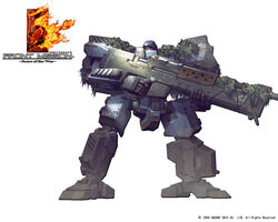  artist_request camouflage front_mission front_mission_5 gun mecha no_humans official_art rifle robot solo weapon 