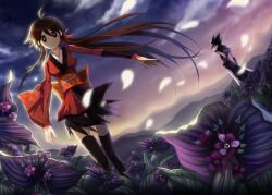  clouds flowers gender_swap katanagatari maniwa_koumori mountains sky togame wind yasuri_shichika 