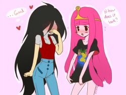  2girls adventure_time blush long_hair marceline moorina princess_bubblegum vampire 