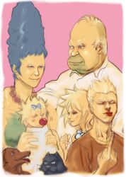  2girls 3boys bad_id bad_pixiv_id bart_simpson deny_(dentenbros) family homer_simpson lisa_simpson maggie_simpson marge_simpson middle_finger multiple_boys multiple_girls realistic the_simpsons 