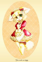  bow canine clothes dress furry green_eyes hiwai joka_(hiwai) tail 