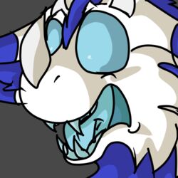  1:1 angel_dragon blue_body blue_fur dragon dutch_angel_dragon frostbite fur horn humor lovecatsanddragons low_res mythological_creature mythological_scalie mythology reaction_image scalie teeth white_body white_fur 