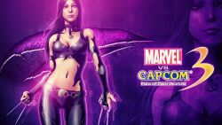  belt black_hair bosslogic capcom claws female female highres marvel marvel_vs._capcom marvel_vs._capcom_3 marvel_vs_capcom marvel_vs_capcom_3 midriff spikes x-23 x-men 