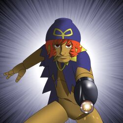  1boy arm_cannon brown_eyes cape cigar cobra_(space_adventure_cobra) doll_joints geno_(mario) hat highres joints male_focus mario_(series) parody red_hair smile solo space_adventure_cobra super_mario_rpg weapon 