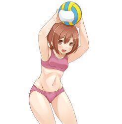  armpits arms_up bad_id bad_pixiv_id bikini brown_eyes brown_hair female long_hair maki_(minami-ke) minami-ke mo-fu solo sports_bikini swimsuit volleyball 