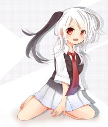  absol commentary_request female multicolored_hair necktie personification pokemon red_eyes skirt solo tosura-ayato two-tone_hair white_hair 