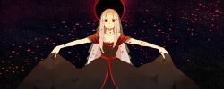  bad_id bad_pixiv_id black_dress corruption dark_persona dress fate/zero fate_(series) female flower great_grail head_wreath irisviel_von_einzbern irisviel_von_einzbern_(angel&#039;s_song) long_hair photoshop_(medium) possessed red_eyes skirt_hold smile solo veil white_hair yosimurarisa 