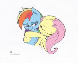  duo equid equine female fluttershy_(mlp) friendship_is_magic hair hasbro horse hug joey-darkmeat mammal multicolored_hair my_little_pony mythological_creature mythological_equine mythology pegasus pony purple_eyes rainbow_dash_(mlp) smile wings 