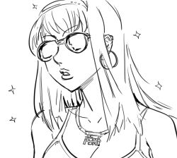  bad_id bare_shoulders bb_(baalbuddy) bling earrings female greyscale hairband hoop_earrings inactive_account jewelry lips long_hair monochrome necklace photoshop_(medium) solo spaghetti_strap sparkle sunglasses tohno_akiha tsukihime upper_body 