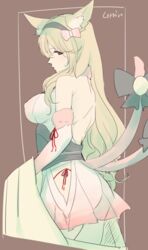  animal_ears ass breasts cat_ears cat_tail commentary_request corrin_(female)_(fire_emblem) corrin_(fire_emblem) cosplay earrings female fire_emblem fire_emblem_fates fire_emblem_heroes grey_hair hair_between_eyes hair_ornament hairband halloween japanese_clothes jewelry kimono large_breasts long_hair looking_at_viewer multiple_tails nekomata pointy_ears red_eyes sakura_(fire_emblem) sakura_(fire_emblem)_(cosplay) single_earring sou_mei tail two_tails white_hair 