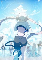  6+girls antlers artoria_caster_(fate) artoria_caster_(swimsuit)_(fate) artoria_caster_(swimsuit)_(first_ascension)_(fate) artoria_pendragon_(fate) asymmetrical_clothes asymmetrical_pants ball baobhan_sith_(fate) baobhan_sith_(swimsuit_pretender)_(fate) baobhan_sith_(swimsuit_pretender)_(first_ascension)_(fate) barghest_(swimsuit_archer)_(fate) barghest_(swimsuit_archer)_(first_ascension)_(fate) baseball_cap beachball bikini black_bikini black_pants blonde_hair blue_sky blurry braid breasts cernunnos_(fate) character_hood cloud cnoc_na_riabh_(fate) cnoc_na_riabh_(swimsuit_foreigner)_(fate) cropped_jacket cumulonimbus_cloud depth_of_field fate/grand_order fate_(series) flower from_behind green_neckerchief grey_hat hair_flower hair_ornament hat headwear_with_attached_mittens high_ponytail highres holding holding_ball holding_beachball horns huge_breasts jacket leggings long_hair mask medb_(fate) melusine_(fate) melusine_(swimsuit_ruler)_(fate) melusine_(swimsuit_ruler)_(first_ascension)_(fate) morgan_le_fay_(fate) morgan_le_fay_(water_princess)_(fate) mouth_mask multiple_girls muscular muscular_female neckerchief pants pink_hair ponytail sandals scout_uniform shirt shrug_(clothing) single_bare_leg single_pantsleg sky soshin_(siriusalpc) sports_sandals swimsuit thighlet tied_shirt twin_braids twintails very_long_hair white_bikini white_hair white_hat white_jacket yellow_shirt 