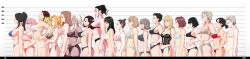  6+girls absurdres animal_print bikini black_hair blonde_hair breast_conscious breasts brown_hair bust_chart cha_so-wul character_request chest_sarashi commentary_request dark-skinned_female dark_skin derivative_work dreadlocks everyone fight_class_3 fundoshi glasses height_chart highres huge_breasts incredibly_absurdres jang_mi-ryeong japanese_clothes korean_commentary kwon_tae-young large_breasts leopard_print leopard_print_bikini lim_chae-sook lineup lingerie long_hair maria_dacascos multiple_girls muscular muscular_female orange_hair print_bikini sarashi short_hair sideboob small_breasts standing sunny_jaa swimsuit tall_female underboob underwear vagabooo variant_set wide_image yeo_eun-sol 