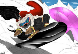  anthro backlash91 clothed clothing conditional_dnp crystal_empire digital_media_(artwork) equid equine eyewear friendship_is_magic hasbro horn king_sombra_(mlp) male mammal my_little_pony mythological_creature mythological_equine mythology outside royalty snow snowboard snowboarding solo teeth unicorn 