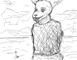  anthro canid canine canis cloud digital_drawing_(artwork) digital_media_(artwork) eyebrows female flower fur guypersonmanguyman invalid_background landscape mammal microsoft_paint_(artwork) mountain open_mouth plant sky smile solo sun white_body white_fur wolf 