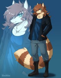  anthro blowup_background boots clothing combat_boots furret generation_2_pokemon hair hi_res hoodie humanoid imacowolf kooper_kat long_hair male markings muscular nintendo pokemon pokemon_(species) ring_(marking) ringed_tail simple_background solo striped_markings striped_tail stripes tail tail_markings thomas_(imacowolf) topwear 