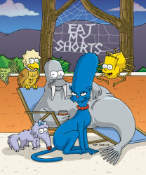  anteater arachnid arthropod avian bart_simpson beverage_can bird blue_body blue_bow blue_fur cloud cloudy_sky fangs felid female fur group happy homer_simpson lisa_simpson maggie_simpson male mammal marge_simpson marine official_art offscreen_character owl pantherine pilosan pinniped plant sky smile spider taur teeth the_simpsons tree treehouse_of_horror unknown_artist walrus xenarthran 