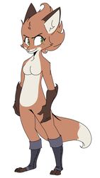  anthro beezii bichi big_ears blush blush_lines breasts canid canine canis clothing ears_up featureless_breasts featureless_crotch feet female fleet_(dungeons_of_aether) footwear fox freeguyfan776 hi_res mammal smile solo tail tail_down third-party_edit toes 