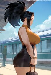  ai_generated big_ass big_breasts erotic_nansensu huge_breasts momo_yaoyorozu my_hero_academia skirt thick_thighs tight_clothing 