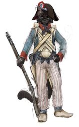  2023 anthro banoncat cloth_belt clothing coattails colonial_dress cutlery gun hand_on_hip hat headgear headwear hi_res holding_gun holding_object holding_ranged_weapon holding_weapon kitchen_utensils looking_at_viewer male military_uniform musket ranged_weapon simple_background solo spoon tools uniform weapon white_background 