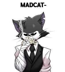  5_fingers absurd_res anthro black_body cigarette clothing crow_(thedeathcrow) domestic_cat felid feline felis fingers hi_res male mammal smoking solo suit thedeathcrow05 undead 