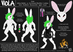  alternative_fashion anthro ass black_background bottomwear butterfly_knife clothing denim denim_clothing denim_jacket denim_topwear denim_vest ear_piercing ear_ring english_text facial_piercing female fur green_hair hair half-closed_eyes hi_res jacket jewelry knife lagomorph leporid mammal markings model_sheet mole_(marking) narrowed_eyes necklace nose_piercing patch_(fabric) piercing punk rabbit ring_piercing shirt shorts simple_background solo switchblade_knife tank_top text topwear vest vhsrat viola_(vhsrat) white_body white_fur 