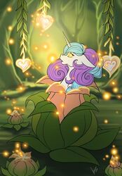  bound curled_hair encasement equid equine female feral flower glowing hair hasbro horn horse mammal my_little_pony mythological_creature mythological_equine mythology nature nature_background plant pony solo spiral_eyes stirren tagme unicorn 