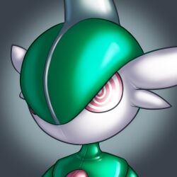  1:1 animate_inanimate clothing gallade generation_4_pokemon green_body green_skin hypnotic_eyes icon inflatable latex latex_body latex_clothing latex_skinsuit living_inflatable low_res mouthless multicolored_body nintendo pink_eyes pokemon pokemon_(species) pool_toy posexe seam_(sewing) simple_background skinsuit solo spiral tight_clothing two_tone_body white_body white_skin 