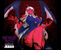  alternate_color alternate_costume alternate_eye_color alternate_hair_color alternate_hair_length alternate_hairstyle arms_up aura bare_legs bare_shoulders black_hands black_nails blonde_hair bracelet breasts colored_extremities colored_skin commentary corruption dark_persona darkstalkers dress english_commentary english_text female genderswap_(mtf) hand_on_another&#039;s_ass hands_up ian_samson jedah_dohma jewelry knee_up legs lipstick long_eyebrows long_hair looking_at_viewer makeup midnight_bliss nail_polish official_alternate_hair_length official_alternate_hairstyle pointy_ears possessed purple_dress red_eyes red_lips red_skin rule_63 shadow_(darkstalkers) sitting thick_thighs thighs white_hair wings 