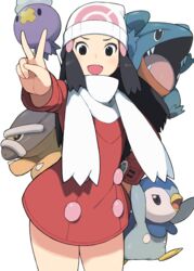  accio alternate_costume bad_id bad_pixiv_id beanie black_eyes black_hair coat commentary_request dawn_(pokemon) drifloon female gible hair_ornament hat oerba_yun_fang open_mouth piplup pokemon pokemon_(creature) pokemon_dppt pokemon_platinum scarf sharp_teeth shieldon teeth v winter_clothes 