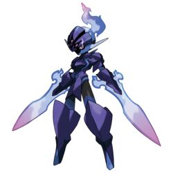  ambiguous_gender anthro armor black_body blue_body blue_fire ceruledge colored_fire fire generation_9_pokemon ghost knight melee_weapon nintendo pokemon pokemon_(species) purple_armor purple_eyes purple_fire spirit sword warrior weapon 