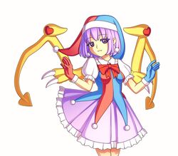  bottomwear breasts clothing covered_breasts female fool&#039;s_hat gloves hair handwear hat headgear headwear humanoid kirby_(series) marx_(kirby) neonway nintendo pom_poms purple_eyes purple_hair short_hair skirt solo wings 