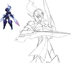  ambiguous_gender armor black_body black_skin blue_fire ceruledge colored_fire elemental_creature elemental_humanoid fire generation_9_pokemon ghost hi_res humanoid knight lewdaesthetics nintendo official_art pokemon pokemon_(species) purple_armor purple_body purple_eyes purple_fire solo spirit warrior 