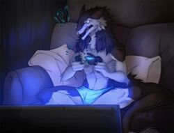  ?! angry anthro arms_bent bent_legs big_eyes broken_controller broken_object clothed clothing controller dualshock dualshock_4 electronics feliandris game_controller gaming hands_together_elbows_apart holding_controller holding_game_controller holding_object male nemesisilit night playstation playstation_4 playstation_controller sergal shocked sitting solo sony_corporation sony_interactive_entertainment spread_knees tail television topless wireless_controller 