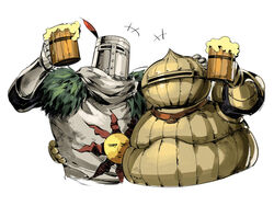  +++ 2boys alcohol arm_around_shoulder armor beer beer_mug breastplate chinese_commentary commentary_request cup dark_souls_(series) dark_souls_i facing_viewer full_armor fur_trim gauntlets helmet holding holding_cup hug male_focus mug multiple_boys ruukii_drift siegmeyer_of_catarina simple_background solaire_of_astora tabard upper_body white_background 