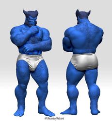  1boy 3d 3d_(artwork) abs anthro ass back back_view bara beard beast_(x-men) beastofheart biceps blue_body blue_eyes blue_hair blue_nipples blue_skin body_hair bulge chest_hair dilf facial_hair front_view furry hairy hairy_arms hairy_back hairy_chest hairy_legs hairy_male hank_mccoy male male_focus male_only marvel marvel_comics mature mature_male muscle muscles muscular muscular_male nipples penis_outline pose posing simple_background solo solo_focus solo_male standing topless underwear underwear_only white_background white_underwear x-men 