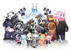  arms_up badger bear beartic bewear check_commentary claws commentary commentary_request crossed_arms cubchoo fighting_stance full_body galarian_zigzagoon kubfu looking_at_viewer no_humans obstagoon osomatsu1ban pancham pangoro pokemon pokemon_(creature) raccoon reflection serious simple_background standing stufful teddiursa tongue tongue_out ursaring urshifu urshifu_(rapid) urshifu_(single) white_background 