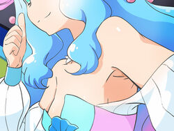  armpits blue_eyes blue_hair closed_mouth cure_la_mer female hair_ornament haruyama_kazunori laura_la_mer long_hair magical_girl multicolored_hair pearl_hair_ornament precure smile solo tropical-rouge!_precure very_long_hair white_sleeves 