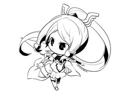  bad_id bad_pixiv_id blazblue chibi female greyscale izayoi_(blazblue) kuro_yuzu monochrome tsubaki_yayoi 